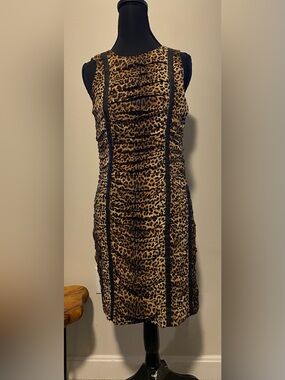 Michael Kors 100% Silk Dress Leopard Bodycon Y2K Size 4 NWT
